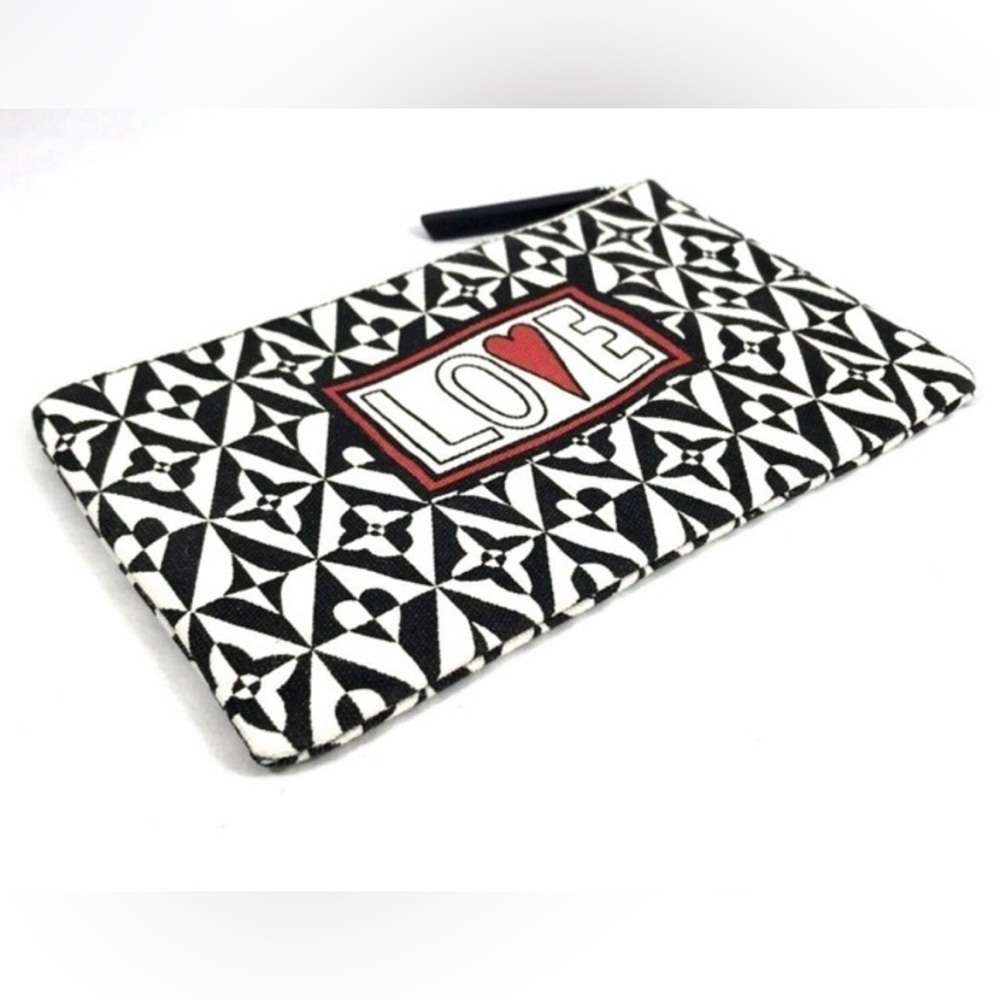 Authentic BRIGHTON Black and White LOVE jewelry/makeup bag NWOT - Picture 2 of 10